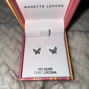 Nanette Lepore Silver Cubic Zirconia Butterfly Earrings